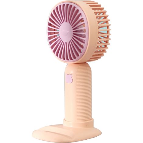 Ventilateur portable avec support, 400 mAh, rechargeable par USB, silencieux et stable, petit format, rose, idéal pour la maison, les études et les voyages. (1/5)