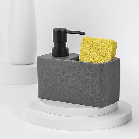 Distributeur de liquide vaisselle porte-éponge pour cuisine  Distributeur de savon pour les mains avec espace porte-éponge  Porte-savon de cuisine 