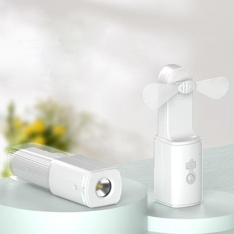 Nouveau 2-en-1 Fan rechargeable lampe de poche, portable petit multifonctionnel combinant LED éclairage extérieur et ventilateur. (1/5)