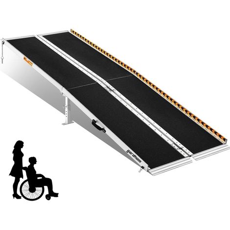 Rampes pour Fauteuils Roulants 213,5CM, Rampe de Chargement Rampe d'Accès Antidérapante Pliable avec Bordures de Sécurité Max 362KG (1/5)