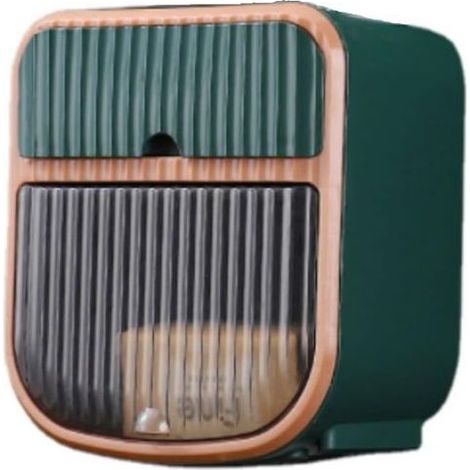 Porte-papier toilette coulissant mural avec tiroir, bote porte-rouleau de papier toilette auto-adhésive en plastique pour salle de bain, cuisine, salon (vert) (1/5)
