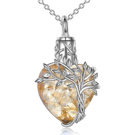 Collana con ciondolo a forma di cuore, gioielli color giallo limone