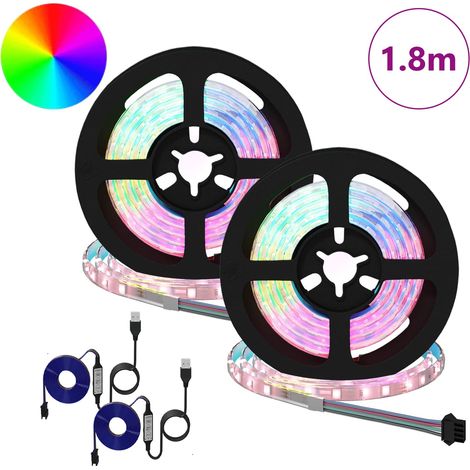 Bande LED 2 pcs Noir et Transparent 900 mm Cuivre et plastique