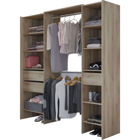 Vestidor Miami 2 Columnas Color Roble Kronberg Habitación Dormitorio Matrimonio Industrial 205x154-191x50cm