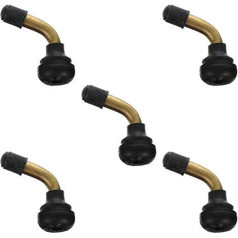 Set mit 5 abgewinkelten Messingstangen (45°) mit aufsteckbarer Gummibasis für Roller und Motorräder – 5 x 2,3 cm – Schwarz (1/4)
