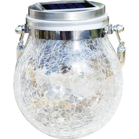 Solar-Außengarten, 30 LED-Solar-Lichtkugel, gesprungenes Glas, Hängelampe, Einmachglas mit Strohbeleuchtung, IP65 wasserdicht, für Rasen, Party, Hof, Hochzeit (mehrfarbig)