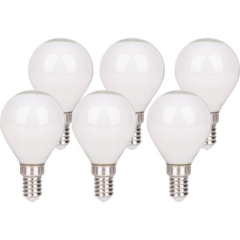 Lot de 6 Ampoules LED E14 4W Forme Poire Classique Économie d'Énergie en Verre Dépoli et Métal - PANGIVO (1/5)
