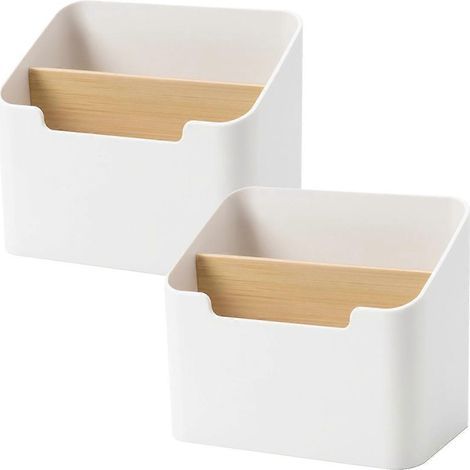 Lot de 2 porte-crayons de bureau, organiseur de télécommandes, rangement de bureau multifonction-14.3X12CM-White (1/4)