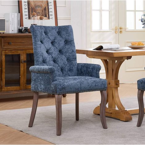 Silla comedor tapizada con reposabrazos chenilla OKMYHOME (1/5)
