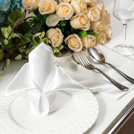 Set aus 20 weißen Satin-Tischservietten, 43x43 cm – Luxuriöse Dekoration für Hochzeit, Hotel und Veranstaltungen-lsw