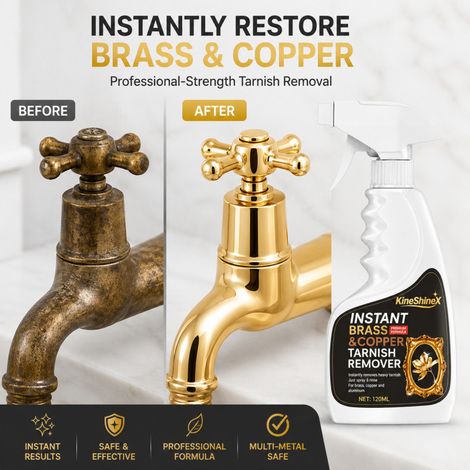 KineShineX Metall-Rostentferner-Spray entfernt Rost kraftvoll und reinigt, beseitigt Rostflecken auf Messing- und Kupferwaren. (1/5)