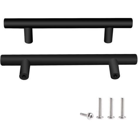 2 Unités En Noir acier inoxydable Boutons De Porte Tirer La Poignée De Meubles avec Vis pour Tiroir Meuble Cuisine Cuisine Home Decorating, Trou à Trou Centre Distance 128 mm