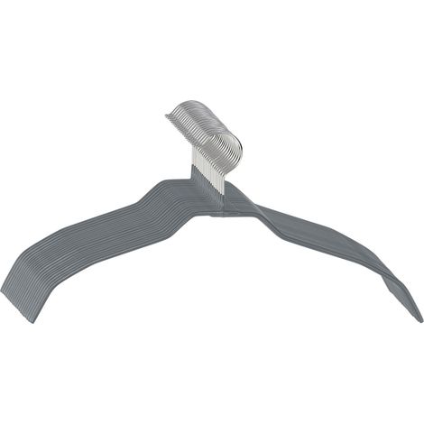 WENKO Grucce Alessia, grucce salvaspazio grigie, superficie antiscivolo, ideali per cappotti, giacche, vestiti, set di 20 grucce, 41x21,5 cm, spessore 5 mm, grigio (1/5)