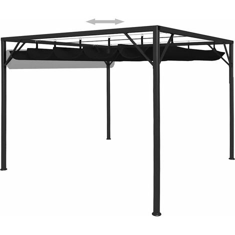 Gazebo Chiosco da Giardino con Tetto a Scomparsa 3x3 m Antracite (1/3)