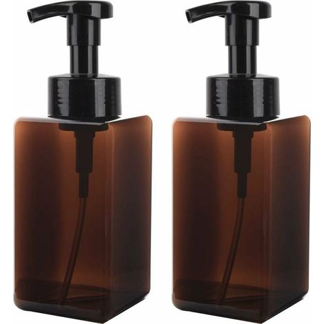YMYNY 650ML Distributeur Savon Mousse, Lot de 2 Flacon Pompe Vide en Plastique Liquide Conteneur de Bouteille pour la Cuisine et la Salle de Bain - Marron (1/4)