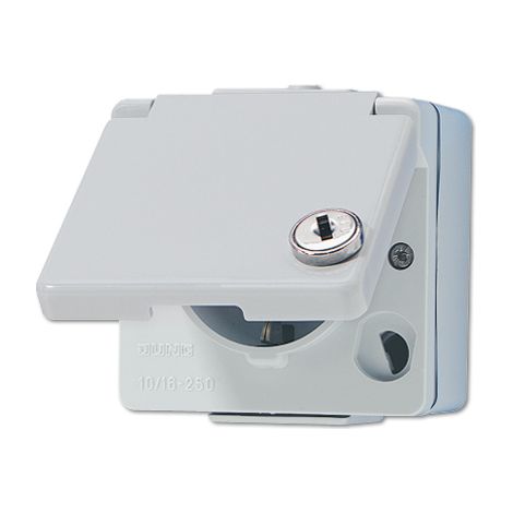 Jung Presa SCHUKO®, 16 A 250 V , con serratura di sicurezza, verticale, IP 44, WG 600 620 WSL