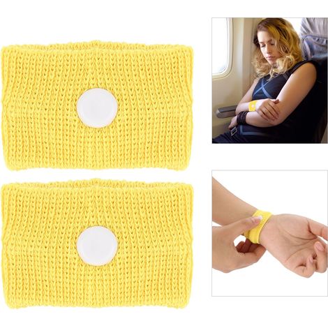 Bracelets d'acupression Anti-Nausées pour Voyage en Voiture, Avion ou Train (Couleur Jaune) (1/5)