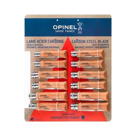 Sortiment 12 Opinel Messer mit Kohlenstoffstahlklinge und Sicherheitsring (1/2)
