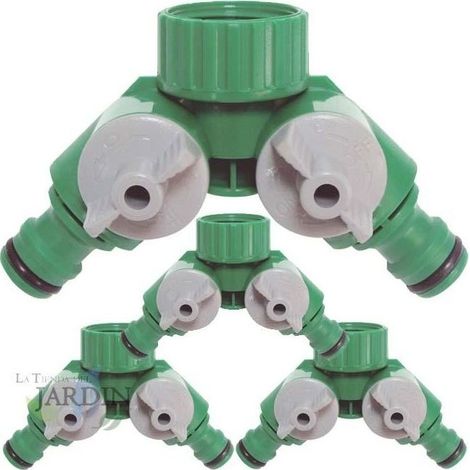Lot de 4 Distributeur d'eau pour robinet avec filetage de 26,5 mm (G 3/4'') pour une connexion simultanée de deux périphériques (1/4)