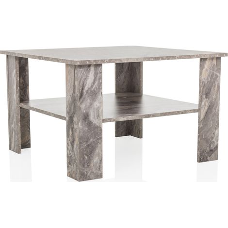 Beistelltisch / Couchtisch / Sofatisch BISMO 70x70 cm Mamoroptik grau hjh LIVING