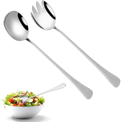 2-teiliges Salatbesteck-Set, 28 cm Servierset, Salatbesteck, Salatgeschirr-Set aus Edelstahl, Salatlöffel, Salatgabel, für Küche, Esszimmer