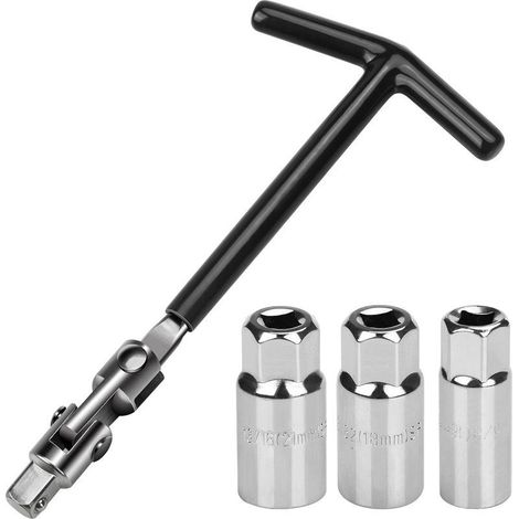 Jeu de 5 clés à bougie 16/18/21 mm - Universel pour voiture et moto - Extracteur de bougie (1/4)