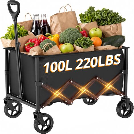 Chariot Utilitaire Pliable avec Roues et poignée télescopique pour Le Jardinage, Le Camping, Le Shopping et Les Sports de Plein air (1/5)