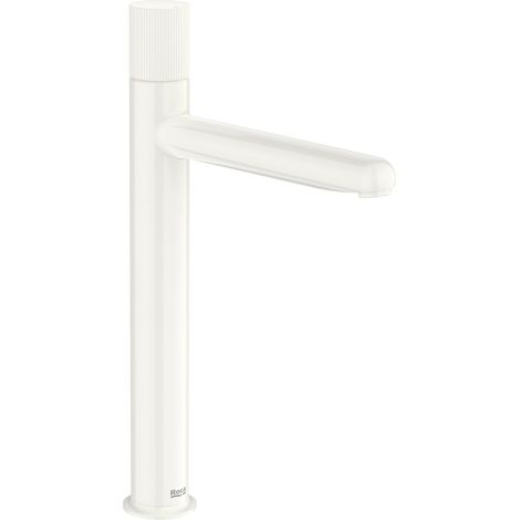 ROCA A5A3C3FP30 NU Grifo Monomando Lavabo Caño Alto Cold Start Maneta Stripes Blanco Brillo - ref: A5A3C3FP30