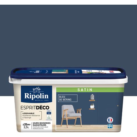 Peinture Murale Toutes Pièces - Satin - 2,5L - Bleu de Bering - Ripolin (1/5)