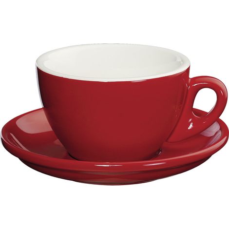 Taza de capuchino Cilio Roma con platillo, porcelana, roja, 0,1 l