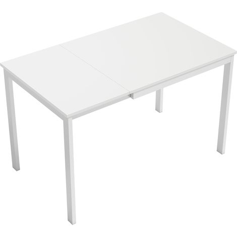 Table Genoveva Extensible 80-120 cm 6 Pers Blanc Design Minimaliste Robuste (1/5)