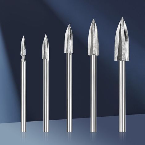 Dremel Holzschnitzbohrer-Set, 5-teilig, 1/8" Schaft, Holzschnitzbohrer für Heimwerkerarbeiten, Schnitzen, Gravieren, Schleifen und Bohren (1/5)