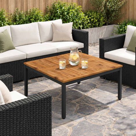 vidaXL Coffee Table Natural and Black 80 x 80.5 x 45 cm (1/5)