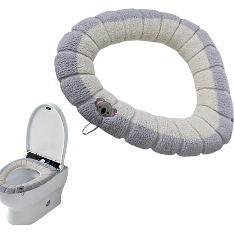 Lot de 2 housses de siège de WC douces avec motif Koala – Housses de siège de WC confortables et émettrices de chaleur avec extracteur, pour un usage universel (1/5)