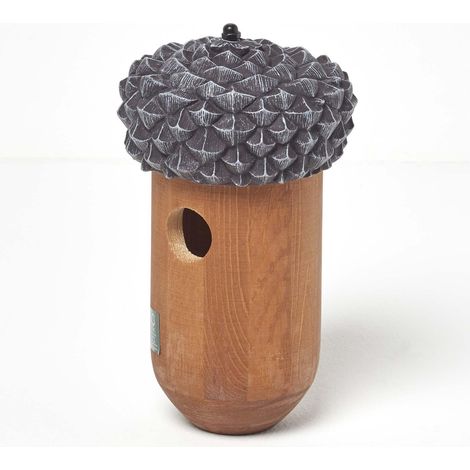 HOMESCAPES Real Wood Acorn Bird Box