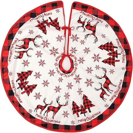 Red and White Christmas Tree Skirt, 90cm Decorative Tree Cover, Carpet Cover for Decorations and Party Decorations