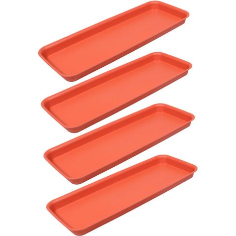 4 pièces Lot de Plateaux sous Pot Rectangulaires Plastique Brique pour Plantes Intérieur et Extérieur Récupérateur Eau Réutilisable pour Protection Sol et Contrôle Débordement (1/5)