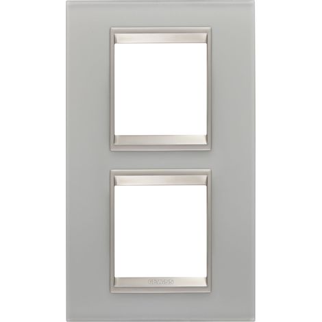 PLAQUE LUX 2+2P V VERRE NATUREL GEWISS GW16224GT (1/2)