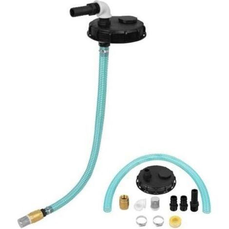 Arrivée d'eau de pluie IBC DN 150 avec protection anti-débordement, avec raccord d'aspiration Raccord de pompe pour pomper l'eau pour remplir le réservoir d'eau de pluie IBC (1/5)