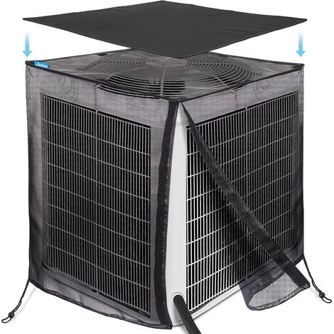 Full Mesh Air Conditioner Cover with Removable 600D Waterproof Top, 32" x 32" x 36", Outdoor Protection Against Leaves, Weeds, Cottonwood & (1/5)