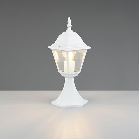 Borne de jardin rétro blanche type lanterne 40 cm, 1xE27, IP44 (1/3)