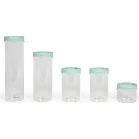 Set de 5 bocaux de conservation - LIVOO - MEN399 - 450 ml - Verre borosciliate - Couvercle en silicone et verre (1/5)