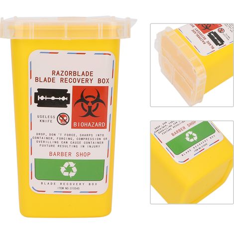 Boîte de sécurité pour lames de rasoir jetables - Salon de coiffure jaune (1/5)