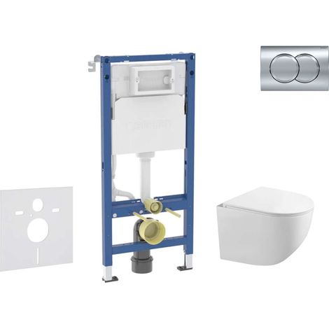 Geberit Duofix - Conjunto de módulo de instalación empotrada, inodoro Gaia y asiento softclose, pulsador de descarga Delta01, cromo brillante SANI11CA1130B
