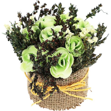 Pot de fleurs artificiel vert 12 x 10 cm, idéal pour la décoration intérieure, mariages et anniversaires (1 pièce). (1/5)