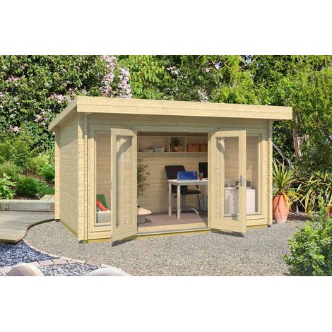 Dorset-Log Cabin, Wooden Garden Room, Timber Summerhouse, Home Office - L430 x W320 x H233.7 cm