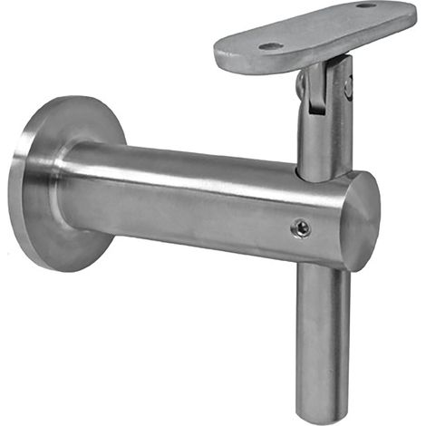 Handlaufträger mit Gelenk, mit Anschraubplatte, Wandabstand 80 mm, Edelstahl