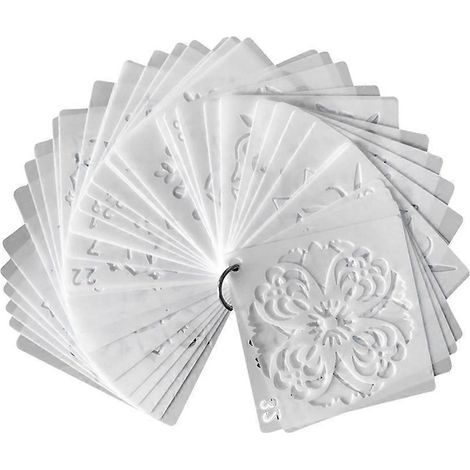 36 pochoirs de dessin de mandalas à peindre soi-même, pochoirs de peinture de mandalas creux à vaporiser-9X9cm-White (1/3)