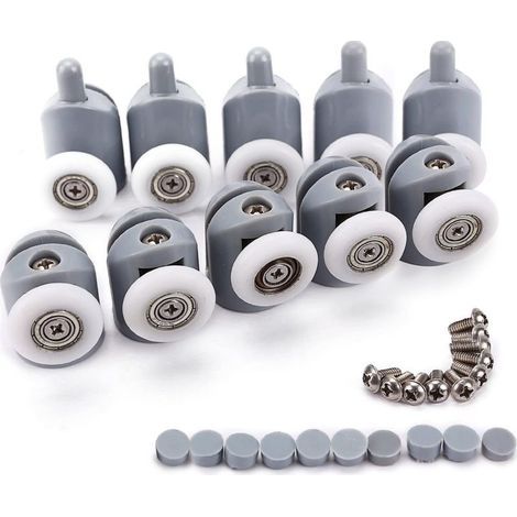 10-teiliges Set verstellbarer Duschrollen – 25-mm-Nylonrollen – 5 obere und 5 untere Rollen – Für Duschkabinen – Minetgnon (1/5)