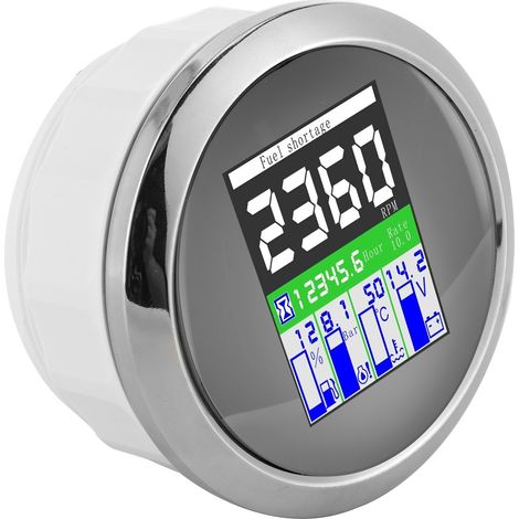 Compteur multifonction 85mm - Tachymètre, température, pression d'huile, jauge de carburant - pour voiture, hors-bord, moto - Cadran blanc (1/5)